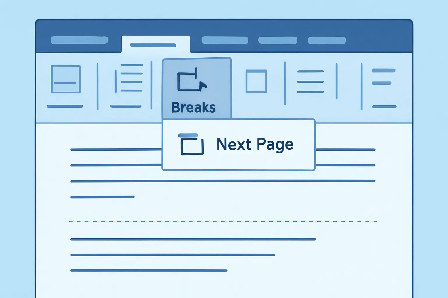 Como inserir uma quebra de secção no Word: caminho pelo menu Esquema de Página para separar os pré-textuais do corpo da tese