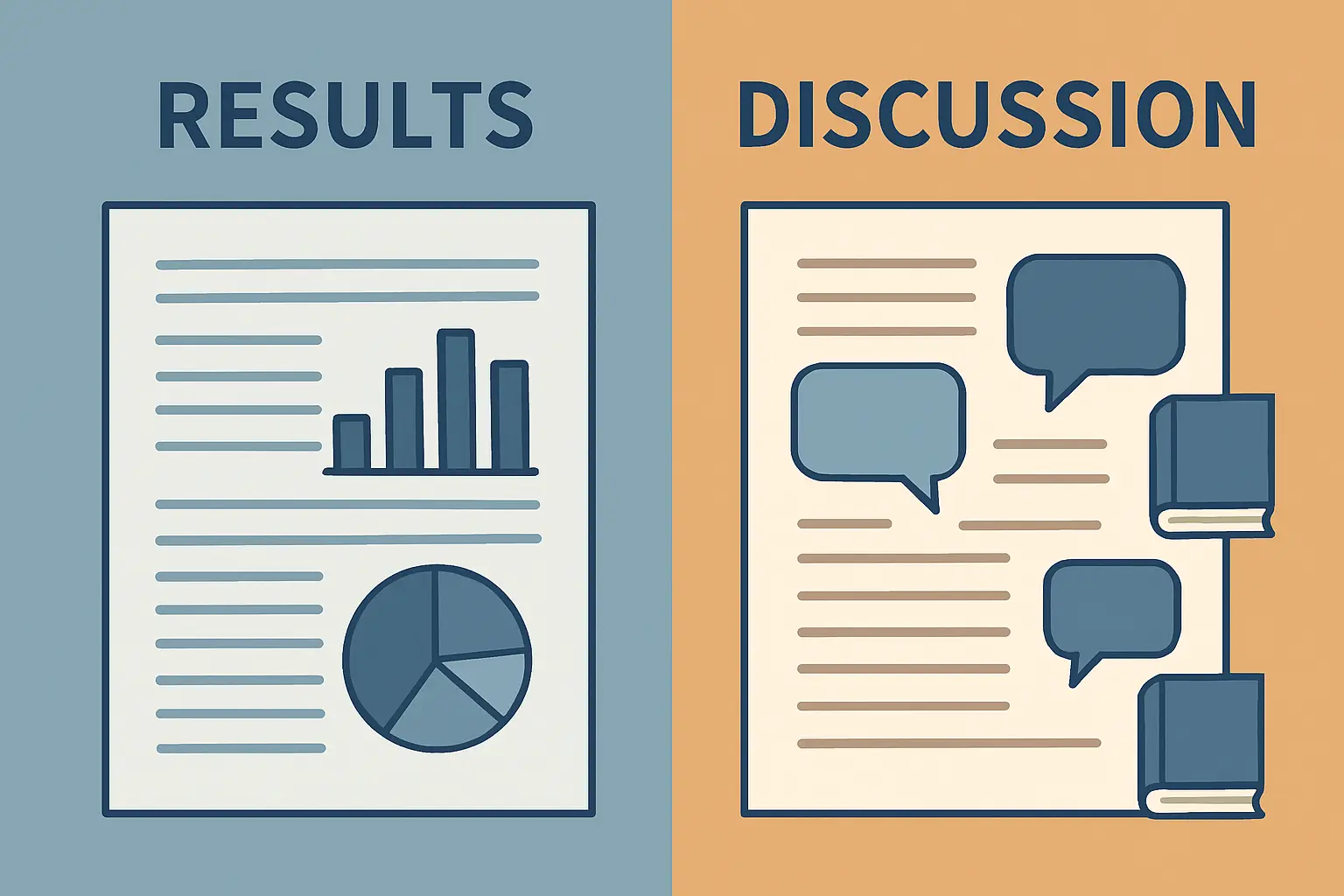 Comparação entre o capítulo de resultados (descritivo) e o capítulo de discussão (interpretativo) na tese académica